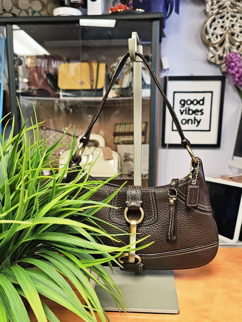 Coach Classic Brown Leather Top-Handle Shoulder Bag